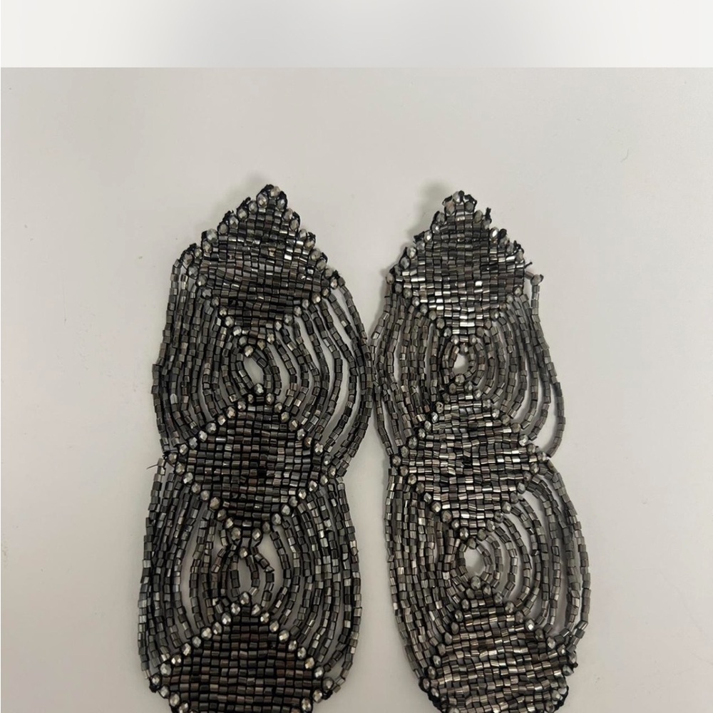 Black and Silver Beaded Earrings